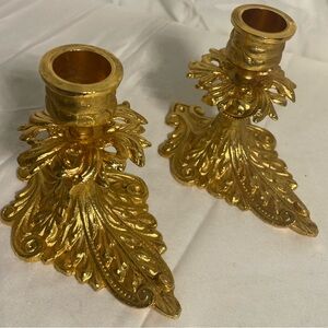 ART DECO GILDED BRASS Candle Holders